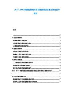 2025-2030韓國智慧城市項目融資渠道及地方政府合作規(guī)劃