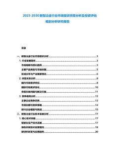 2025-2030新型冶金行業市場現狀供需分析及投資評估規劃分析研究報告