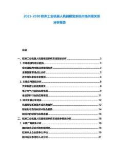2025-2030歐洲工業機器人機器視覺系統市場供需關系分析報告
