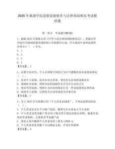 2025年巢湖學院思想道德修養(yǎng)與法律基礎期末考試模擬題（研優(yōu)卷）
