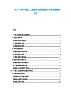 2025-2030中國人工智能技術應用現狀與未來發展預測報告