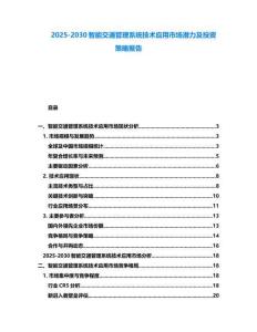 2025-2030智能交通管理系統技術應用市場潛力及投資策略報告