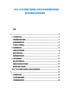 2025-2030高端工業機器人本體行業市場供需分析及投資評估規劃分析研究報告