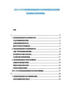 2025-2030航空發動機起動機行業市場供需分析及投資評估規劃分析研究報告