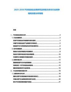 2025-2030汽車制造業(yè)運(yùn)用研究及轉(zhuǎn)型方向與行業(yè)競爭格局深度分析指南