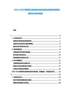 2025-2030俄羅斯衛星導航系統供給需求調研投資前景規劃分析研究報告