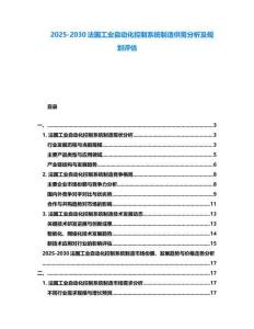 2025-2030法國工業自動化控制系統制造供需分析及規劃評估
