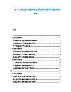 2025-2030知識產權產業全球知識產權服務與專利布局策略
