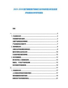 2025-2030醫療康復醫療器械行業市場供需分析及投資評估規劃分析研究報告