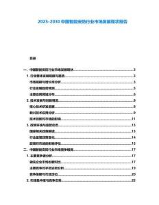 2025-2030中国智能安防行业市场发展现状报告