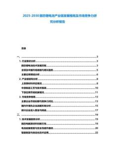 2025-2030固態鋰電池產業鏈發展格局及市場競爭力研究分析報告