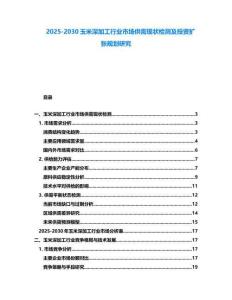 2025-2030玉米深加工行業市場供需現狀檢測及投資擴張規劃研究