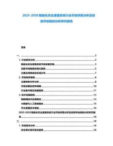 2025-2030智能化農(nóng)業(yè)灌溉系統(tǒng)行業(yè)市場供需分析及投資評估規(guī)劃分析研究報告