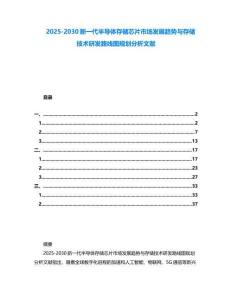 2025-2030新一代半導體存儲芯片市場發(fā)展趨勢與存儲技術研發(fā)路線圖規(guī)劃分析文獻