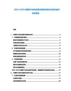 2025-2030中國空氣凈化設備市場需求變化與技術迭代分析報告