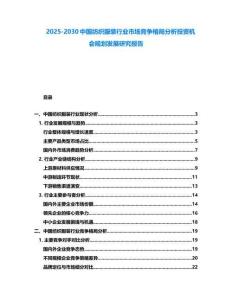 2025-2030中國紡織服裝行業市場競爭格局分析投資機會規劃發展研究報告