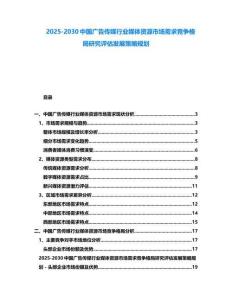 2025-2030中國廣告傳媒行業媒體資源市場需求競爭格局研究評估發展策略規劃