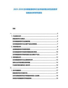 2025-2030日本新能源材料行業市場供需分析及投資評估規劃分析研究報告