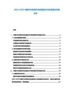 2025-2030中國汽車零部件供應(yīng)商技術(shù)與標(biāo)準(zhǔn)要求市場分析