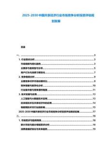2025-2030中國共享經濟行業市場競爭分析投資評估規劃發展