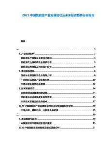 2025中国氢能源产业发展现状及未来投资趋势分析报告