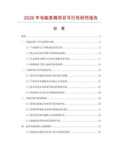 2026年電能表箱項目可行性研究報告