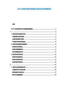 2025物流并購市場現狀與資本運作策略研究