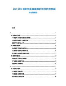 2025-2030中国半导体设备制造商工艺开发与市场拓展可行性报告