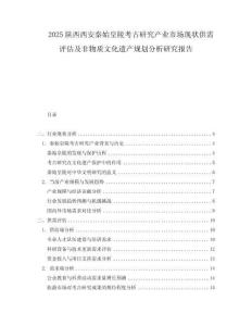 2025陜西西安秦始皇陵考古研究產業市場現狀供需評估及非物質文化遺產規劃分析研究報告