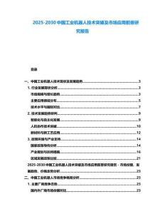 2025-2030中国工业机器人技术突破及市场应用前景研究报告