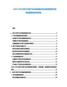 2025-2030量子计算产业市场发展分析及前景趋势与投资战略规划研究报告