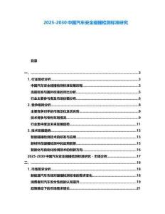 2025-2030中国汽车安全碰撞检测标准研究
