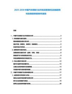 2025-2030中国汽车销售行业市场深度调研及发展趋势与投资前景预测研究报告