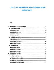 2025-2030中国智能机器人开发行业现状调研行业竞争格局分析研究书