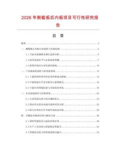 2026年側檻板后內板項目可行性研究報告
