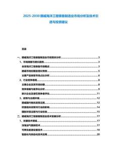2025-2030挪威海洋工程裝備制造業市場分析及技術引進與投資建議
