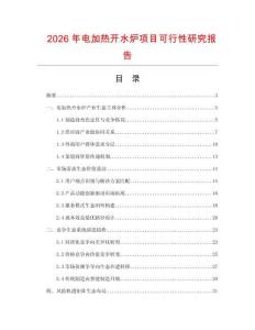 2026年電加熱開水爐項(xiàng)目可行性研究報(bào)告