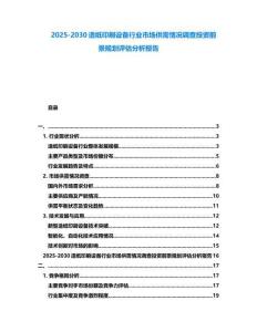 2025-2030造紙印刷設備行業市場供需情況調查投資前景規劃評估分析報告