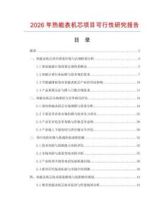 2026年热能表机芯项目可行性研究报告