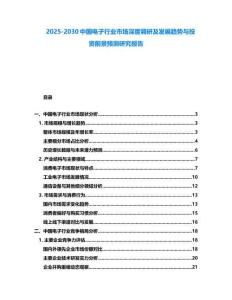 2025-2030中國電子行業市場深度調研及發展趨勢與投資前景預測研究報告