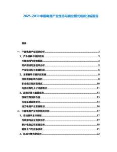 2025-2030中國電競產業生態與商業模式創新分析報告