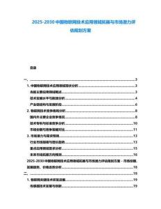 2025-2030中國物聯網技術應用領域拓展與市場潛力評估規劃方案