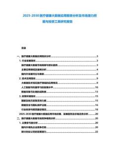2025-2030醫療健康大數據應用前景分析及市場潛力挖掘與投資工具研究報告