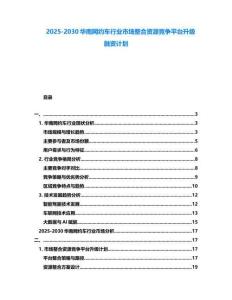 2025-2030華南網約車行業市場整合資源競爭平臺升級融資計劃