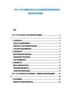 2025-2030擁有杜邦化工行業市場供需分析及投資評估規劃分析研究報告