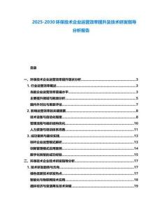 2025-2030環保技術企業運營效率提升及技術研發指導分析報告