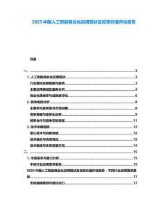 2025中國人工智能商業(yè)化應(yīng)用現(xiàn)狀及投資價(jià)值評估報(bào)告