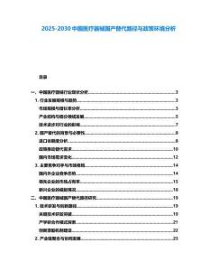 2025-2030中國醫療器械國產替代路徑與政策環境分析