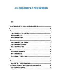 2025中國文化創意產業IP開發與價值變現報告