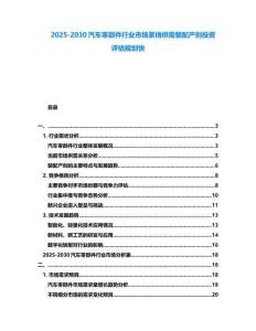 2025-2030汽車零部件行業市場緊俏供需裝配產創投資評估規劃快